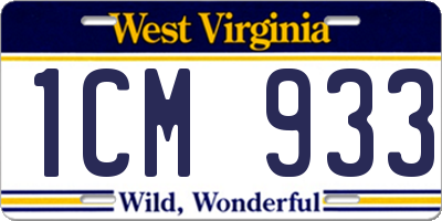 WV license plate 1CM933