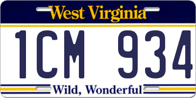 WV license plate 1CM934