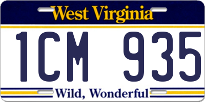 WV license plate 1CM935