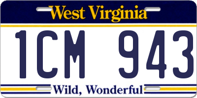 WV license plate 1CM943