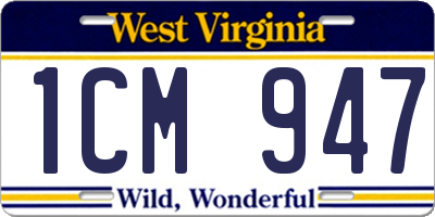 WV license plate 1CM947