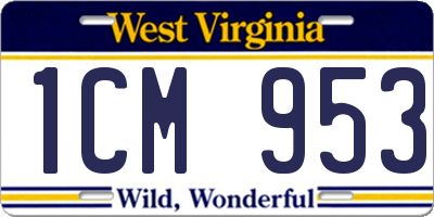 WV license plate 1CM953