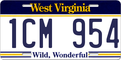 WV license plate 1CM954