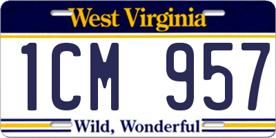 WV license plate 1CM957