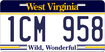 WV license plate 1CM958