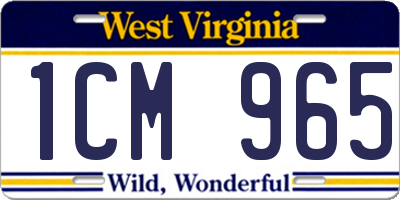 WV license plate 1CM965