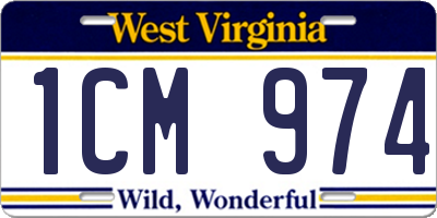 WV license plate 1CM974