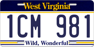 WV license plate 1CM981
