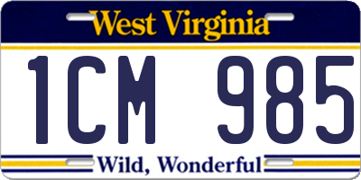 WV license plate 1CM985
