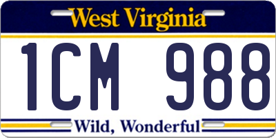 WV license plate 1CM988