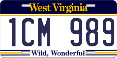 WV license plate 1CM989