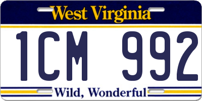 WV license plate 1CM992