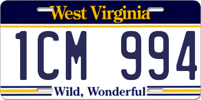 WV license plate 1CM994