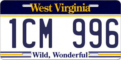 WV license plate 1CM996