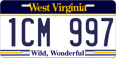 WV license plate 1CM997