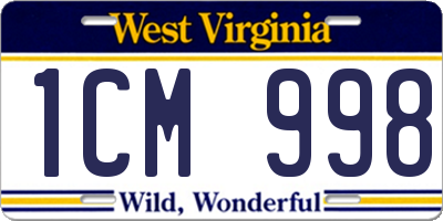 WV license plate 1CM998