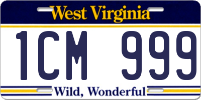 WV license plate 1CM999