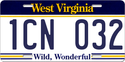 WV license plate 1CN032