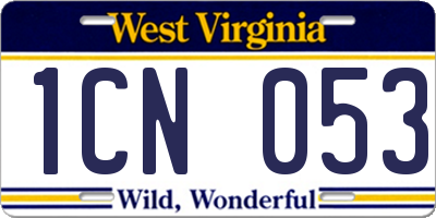 WV license plate 1CN053