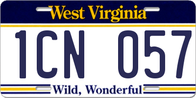 WV license plate 1CN057