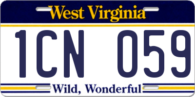 WV license plate 1CN059
