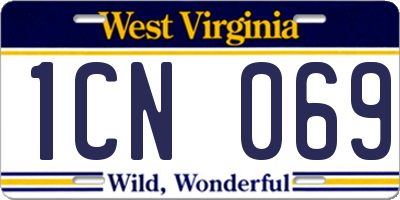 WV license plate 1CN069