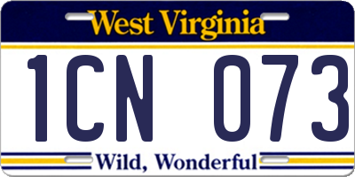 WV license plate 1CN073