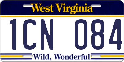 WV license plate 1CN084