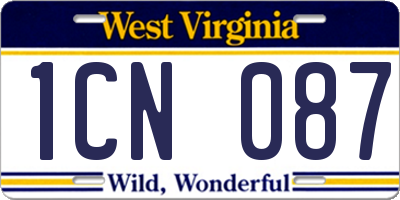 WV license plate 1CN087