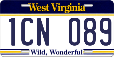 WV license plate 1CN089