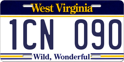 WV license plate 1CN090