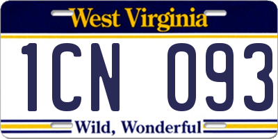 WV license plate 1CN093