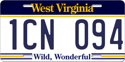 WV license plate 1CN094
