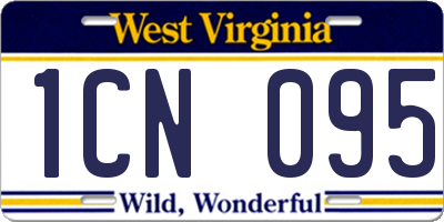 WV license plate 1CN095