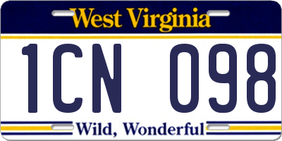 WV license plate 1CN098