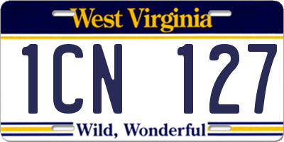 WV license plate 1CN127