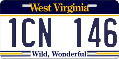 WV license plate 1CN146