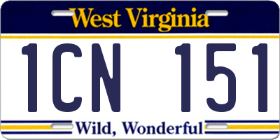 WV license plate 1CN151