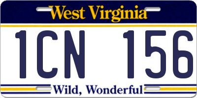 WV license plate 1CN156