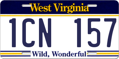 WV license plate 1CN157