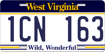 WV license plate 1CN163