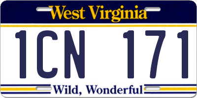 WV license plate 1CN171