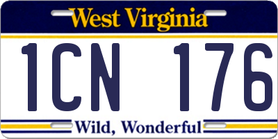 WV license plate 1CN176