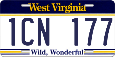 WV license plate 1CN177