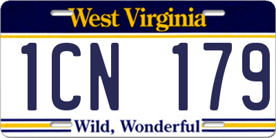 WV license plate 1CN179