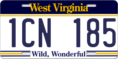 WV license plate 1CN185