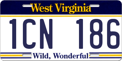 WV license plate 1CN186