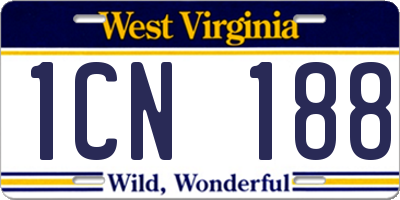 WV license plate 1CN188