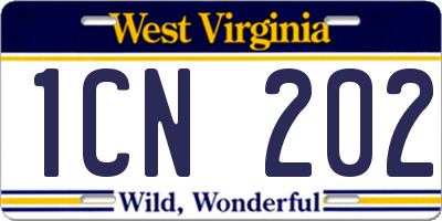WV license plate 1CN202