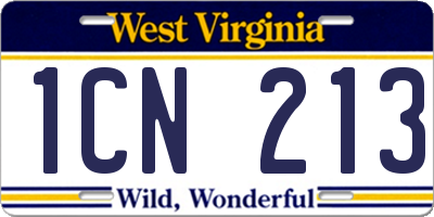 WV license plate 1CN213